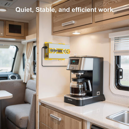 XWJNE 1200W Pure Sine Wave Power Inverter 12V DC to 120V GFCI AC Converter with LCD Display for Home, RV, Truck, Off-Grid Solar Power