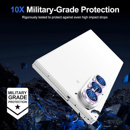 for Samsung Galaxy Z Fold 7 Camera Lens Protector, Individual Metal Ring Tempered Glass Lens Cover, [Strong Adsorption] Scratch Resistant Ultra-Thin HD Clear Lens Cover, 1 Set-Purple