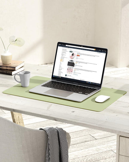 YSAGi Non-Slip Leather Desk Pad, Waterproof Laptop Computer Desk Keyboard Mat, Table Protector Blotter Mat, Large Mouse Pad for Office/Work/Home/Decor(Matcha Green, 23.6" x 13.7")