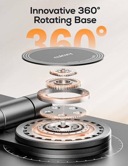 Nulaxy 360 Rotating Cell Phone Stand, Fully Adjustable Foldable Desktop Phone Holder Cradle Dock, Thick Case Friendly, Compatible with All Phones, Nintendo Switch, Black