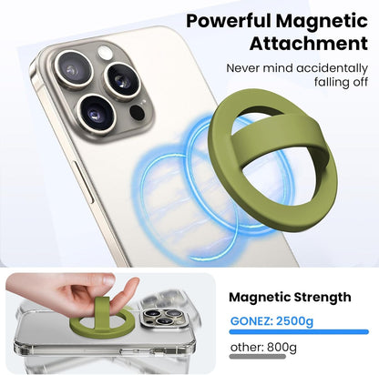 Magnetic Silicone Ring Grip Phone Holder, Loop Grip Phone Holder,Magnetic Phone Loop,Magsafe Phone Grip,Compatible with Magsafe for iPhone 16/15/14/13/12 Series (Wasabi Green)