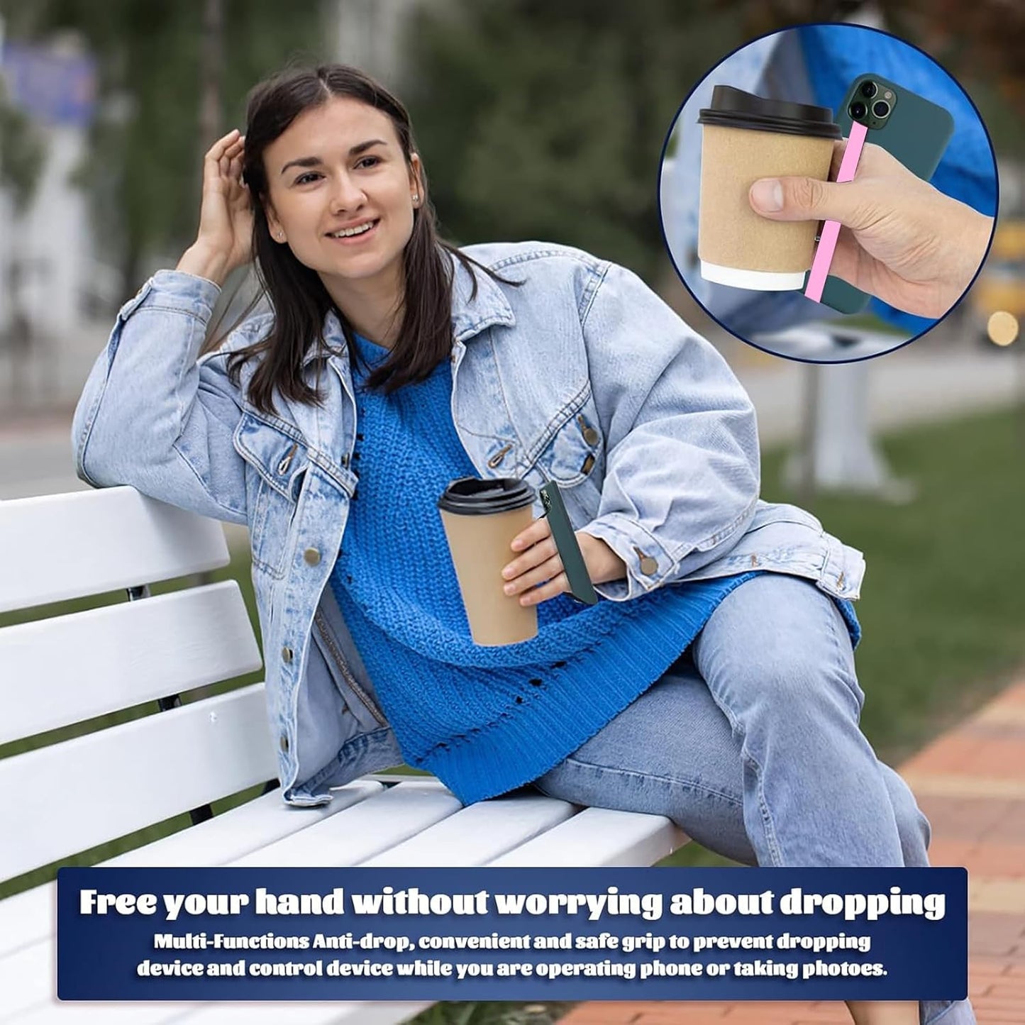 TEAMOLA 3pcs Silicone Phone Grip Holder Strap for iPhone 15/15 Pro/16/16 Pro & Samsung Galaxy S24/S23 - Anti-Slip Finger Loop for Case, Universal Phone Loops for Back of Cell Phones(230, 3 Pink)