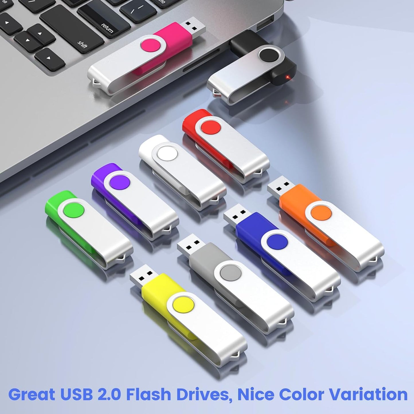 ABLAZE 16GB Flash Drives 500 Pack, USB 2.0 Thumb Drives Bulk Swivel Memory Stick Bulk USB 500 Pack Pendrives 16GB (Mixcolors)