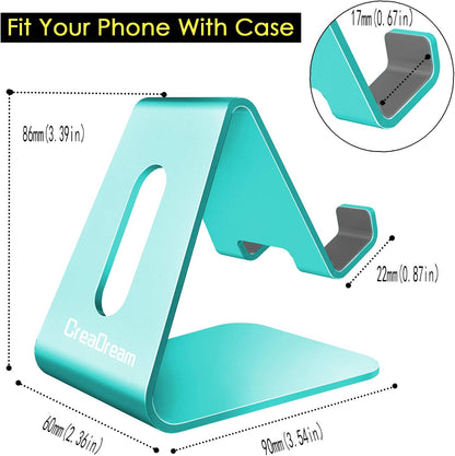 CreaDream Cell Phone Stand, Cradle, Holder,Aluminum Desktop Stand Compatible with Switch, All Smart Phone, iPhone 11 Pro Xs Max Xr X Se 8 7 6 6s Plus SE 5 5s (Mint Green)