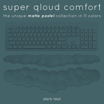 Qloud Cloud Wrist Rest Keyboard Wrist Rest for Computer Keyboard Pad, Cloud Keyboard Wrist Rest, Wrist Pad for Keyboard, Memory Foam, Non Slip Base, Comes with Mouse Pad - Dark Teal
