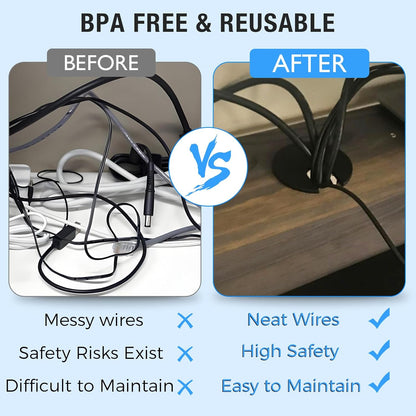 Desk Grommet 1-3/8" (35 mm), Desk Cord Hole Cover, Cable Grommet Metal Zinc Alloy Materilal, Desk Hole Grommet for Office and Home Table Cable, Detachable Cable Cord Organizer (Flat Black 2 Pcs)