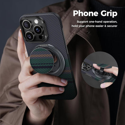 BENKS ArmorPop Magnetic Phone Grip & Stand for MagSafe, 360° Rotation Adjustable Phone Ring Holder for iPhone 17/16/15/14/13/12 Series, Durable Kevlar Design