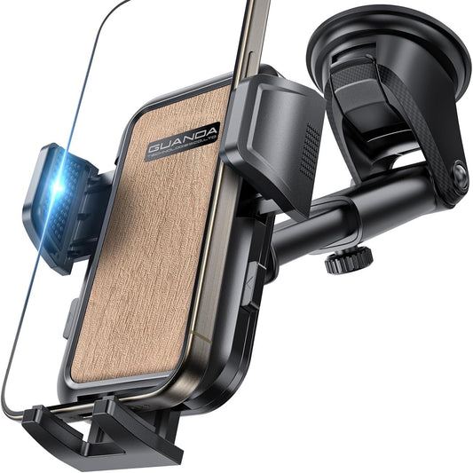 [2025 New] Dashboard Phone Holders for Your Car [Military Grade Stable] Phone Holders for Your Car, Non-Slip Silicone Carbon Fiber Car Phone Mount, Rotatable Suction Cup for All Phone, Gold