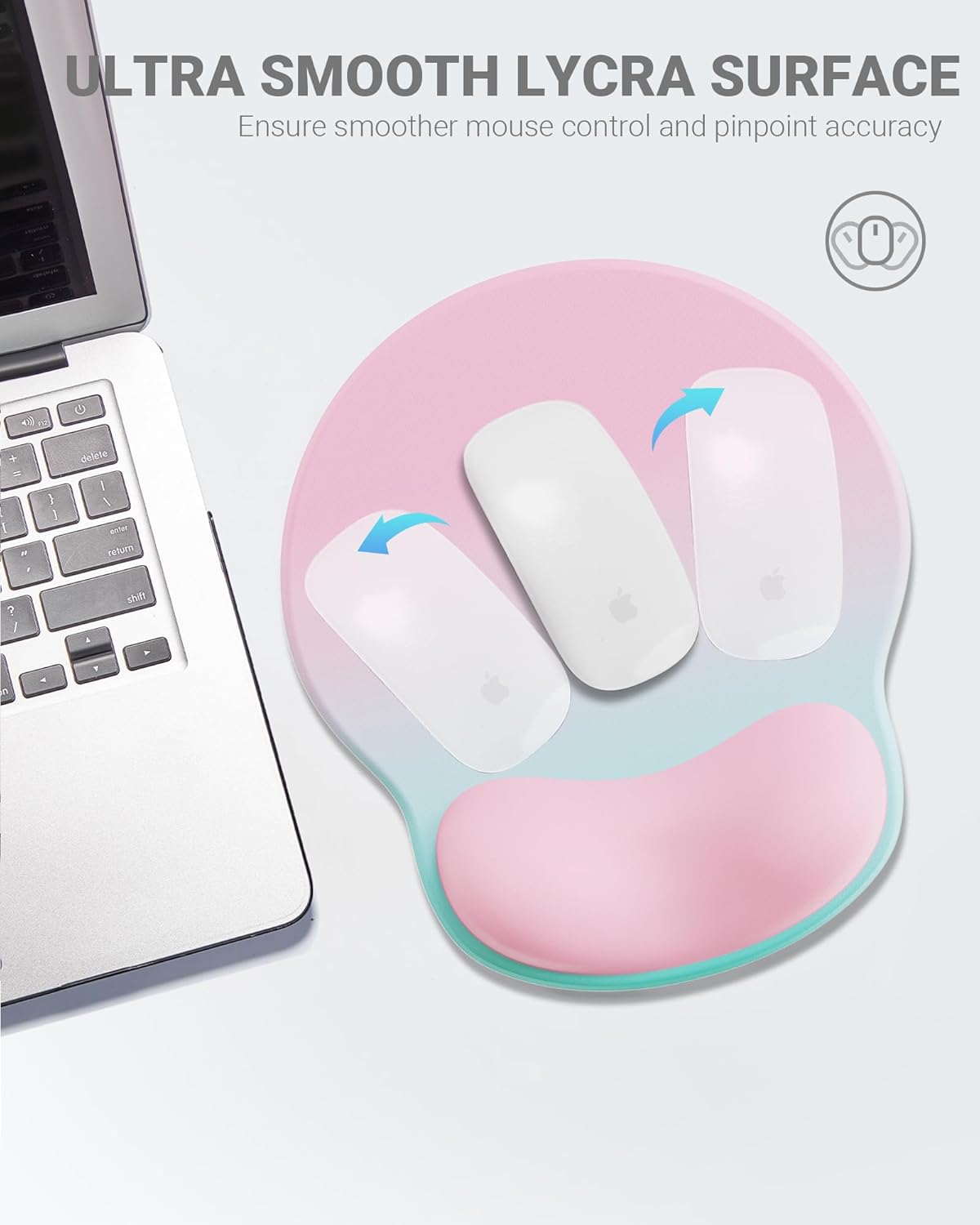 Ergonomic Mouse Pad Wrist Support, Comfortable Mouse Pad Wrist Rest, Relieve Wrist Pain Gel Mouse pad, Non-Slip Rubber Base Mousepad for Laptop, Computer(Gradient Pink Green)