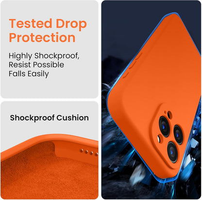 FireNova Designed for iPhone 15 Pro Case, Silicone Upgraded [Camera Protection] Phone Case with [2 Screen Protectors], Soft Anti-Scratch Microfiber Lining Inside, 6.1 inch, Neon Orange