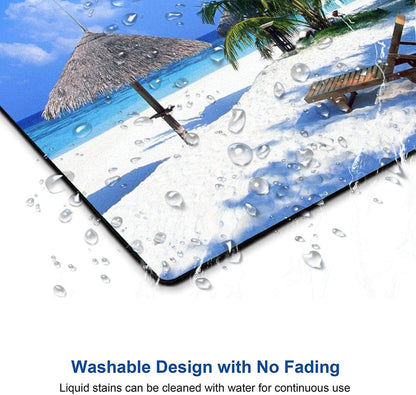 Tropical Beach Mouse Pad, Coconut Palm Trees Shadows on Hawaii Shore Summer Plants Idyllic, Customized Rectangle Non-Slip Rubber Mousepad Nature Gaming Mouse Pad, 9.5 X 7.9 Inches