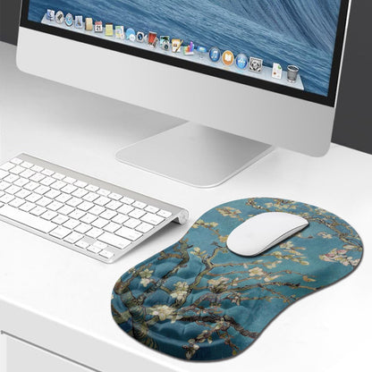 Hokafenle Ergonomic Mouse Pad Wrist Support, Wrist Rest Mousepad for Carpal Tunnel Pain Relief with Integrated Memory Foam Slope Massage Bulge (11.8x7.9 inch,Apricot Flower