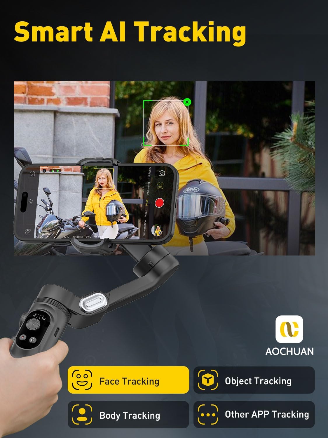 3-Axis Gimbal Stabilizer for iPhone 15/14/13 Pro Max Android,Foldable Smartphone Gimbal w/Built-in Fill Light,1/4 Thread,Professional Anti-Shake Video Record for TikTok YouTube(Smart X Black)