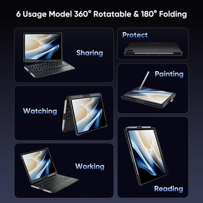 doqo for iPad 10th 11th Generation Case with Keyboard,360° Rotatable Wireless 7 Colors Backlight Multi-Touch Trackpad Folio Keyboard Cover for iPad 11-inch A16 2025 10.9-inch 10th 2022 (Black)