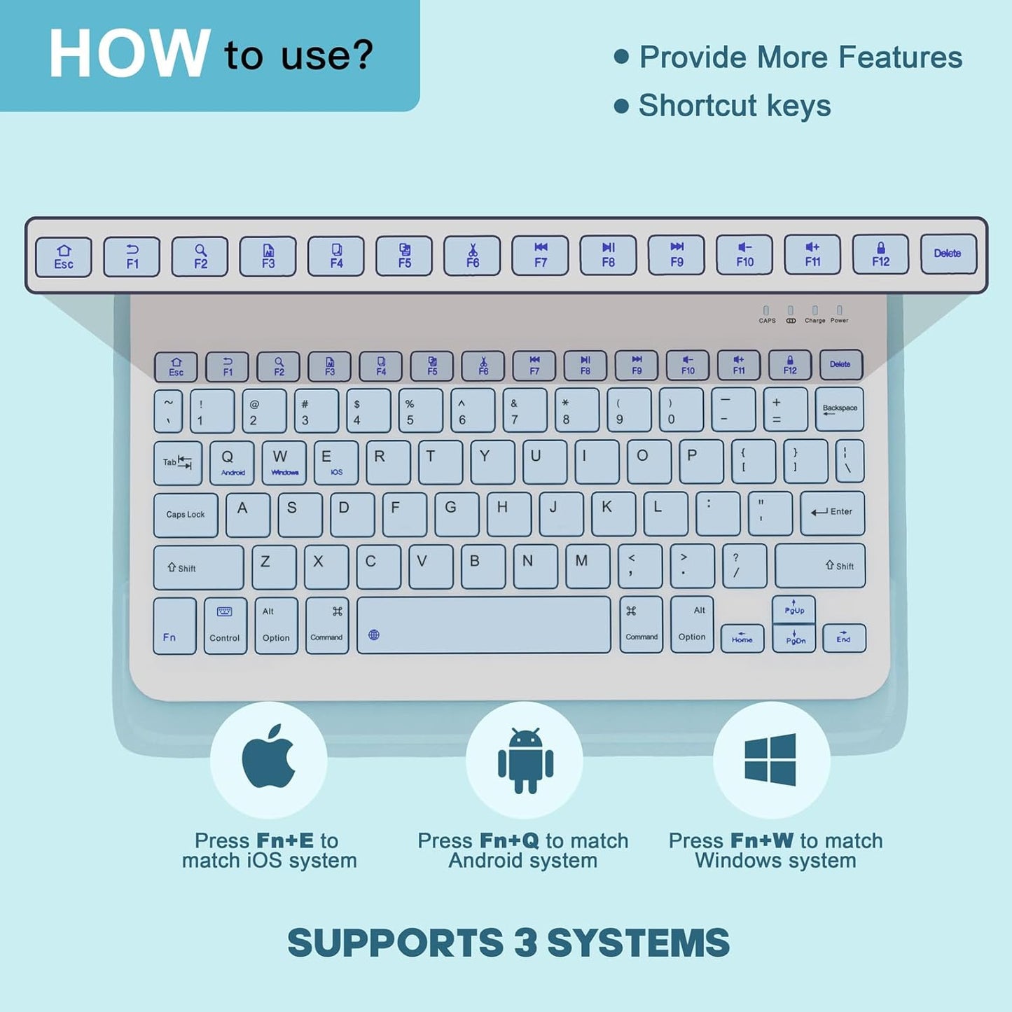 NOKBABO for iPad 11th 10th Generation Case with Keyboard, Magnetic Wireless Detachable Folio case with Pencil Holder, Keyboard for iPad 11th(A16,2025) & ipad 10th Generation(2022) - Sky Blue