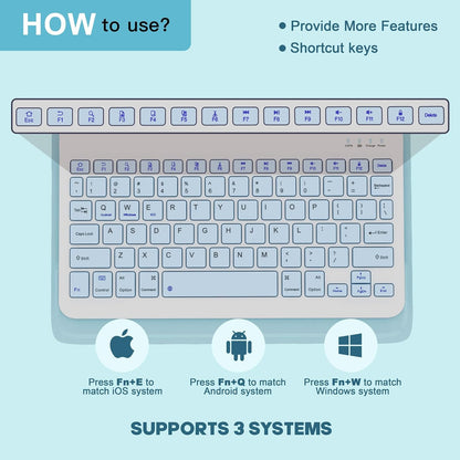 NOKBABO for iPad 11th 10th Generation Case with Keyboard, Magnetic Wireless Detachable Folio case with Pencil Holder, Keyboard for iPad 11th(A16,2025) & ipad 10th Generation(2022) - Sky Blue
