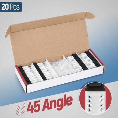 Everest 45° Angled RJ45 Cat6 Keystone Jacks 20-Pack in Black - Slim Profile Female RJ45 Connectors - Cat 6 Keystone Jack - Compatible with 45° Angled Speed Termination Tool - 45Term (B0BL3GS7ZY)