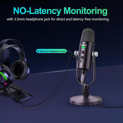 Mercase USB Condenser Microphone for PC, Mac, Phones, PS4/PS5 – Plug & Play Studio Mic with Mute Button & Noise Reduction – for Recording, Streaming, Podcasting, Gaming, Zoom, TikTok, YouTube
