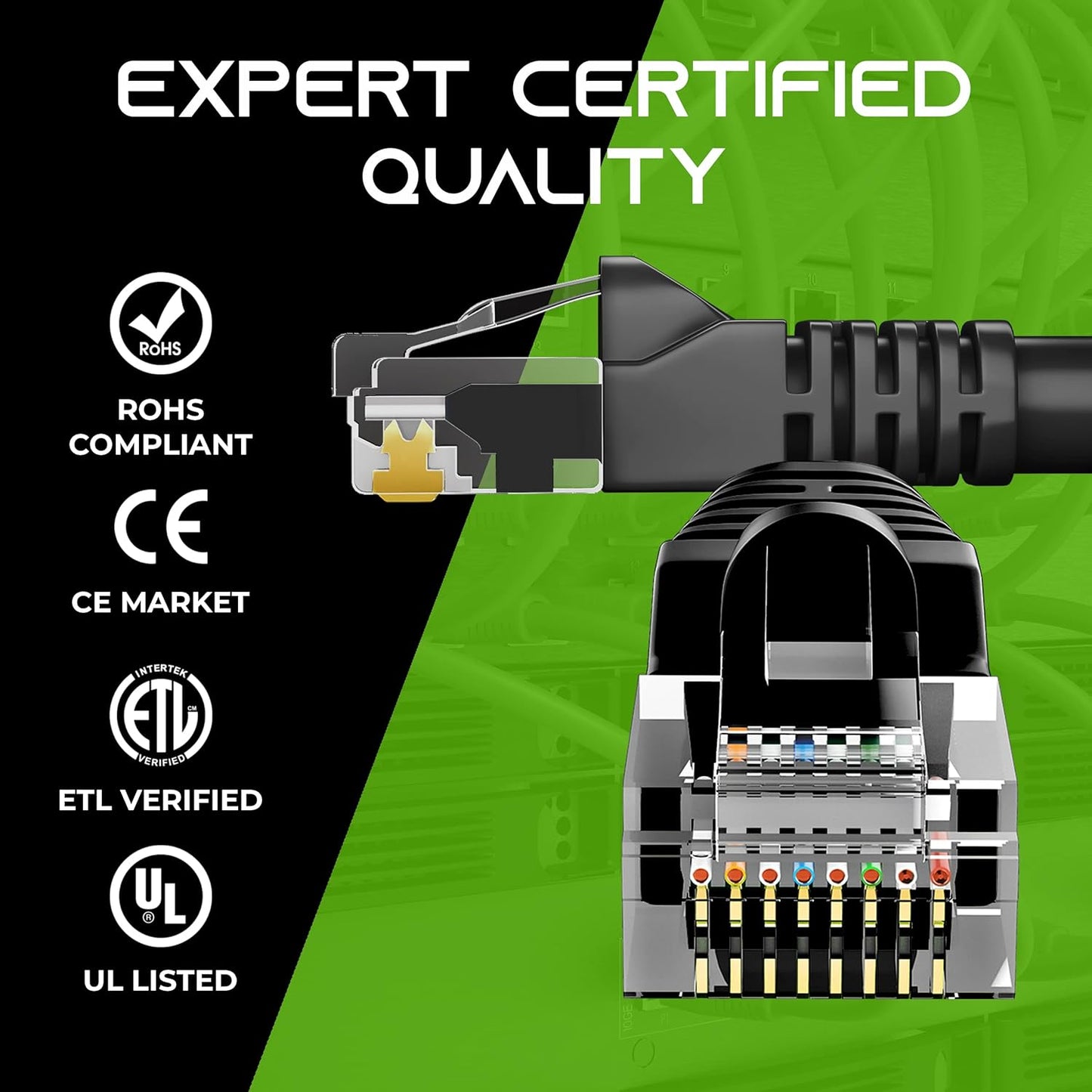 GearIt 24-Pack, Cat5e Ethernet Patch Cable 5 Feet - Snagless RJ45 Computer LAN Network Cord, Black