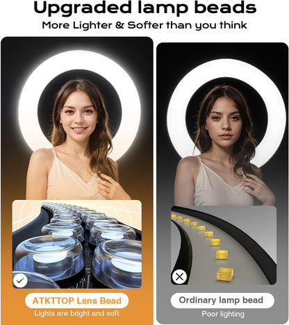 Overhead Phone Mount,Overhead Camera Mount Stand[Anti-Shaking] with 10.5" Ring Light,Desk Stand for iPhone with Ring Light for Video Recording,Zoom Meeting,YouTube,TikTok