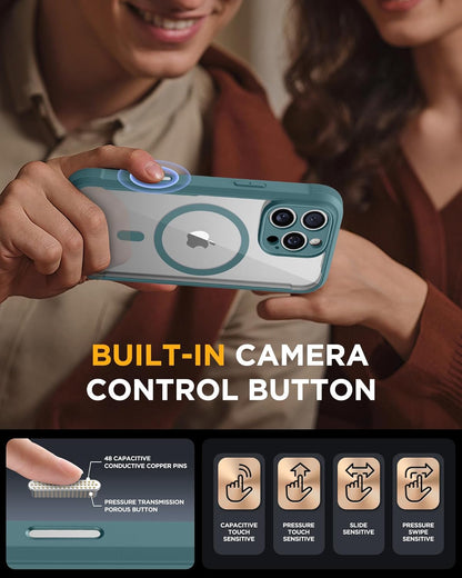 Miracase for iPhone 16 Pro Max Case 6.9'', [Bubble Free] Full-Body Phone case with Built-in Full Glass Screen &Lens Protector,Compatible with MagSafe,Drop Proof 16 Pro Max Cover, Green