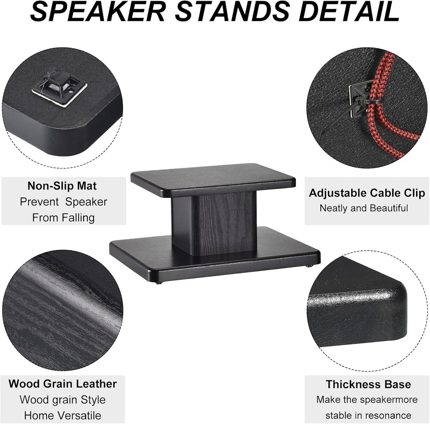 MECCANIXITY Wood Speaker Stands, 2 Pack 5.9 Inch (15cm) Universal Speaker Stand Hollowed Bases Enhanced Audio Listening for Home Theaters Cinema