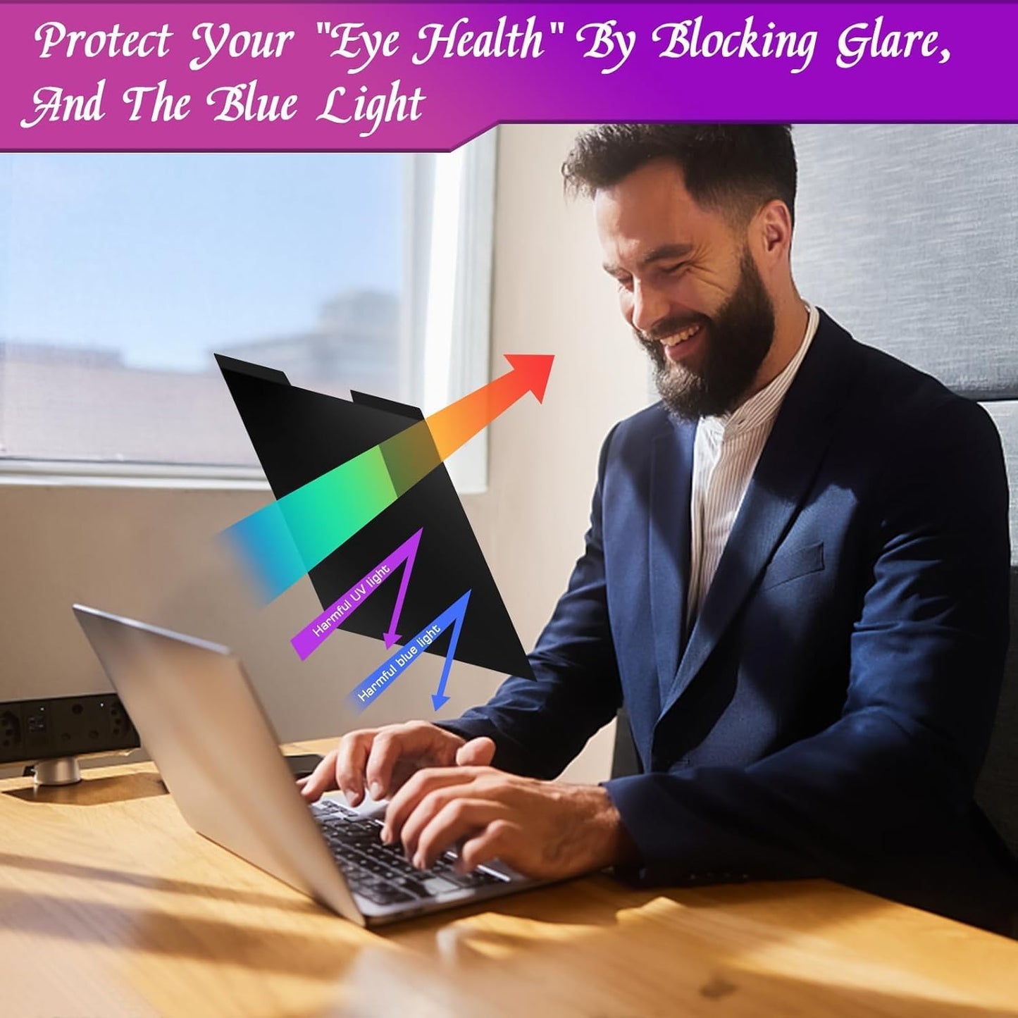 PYS Magnetic Laptop Privacy Screen 14 Inch (16:9 Aspect) - Anti-Glare Blue Light Filter, Removable Privacy Screen Protector Compatible with HP/Dell/Acer/Lenovo/Samsung/ASUS (12.2x6.9inch/ W x H)
