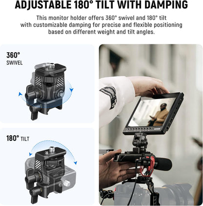 NEEWER Field Monitor Mount Monitor Holder with NATO Clamp, 360° Swivel, 180° Tilt, Anti Twist Screw Compatible with Atomos Ninja 5" & 7" Camera Monitor Compatible with SmallRig Camera Cage, MA020