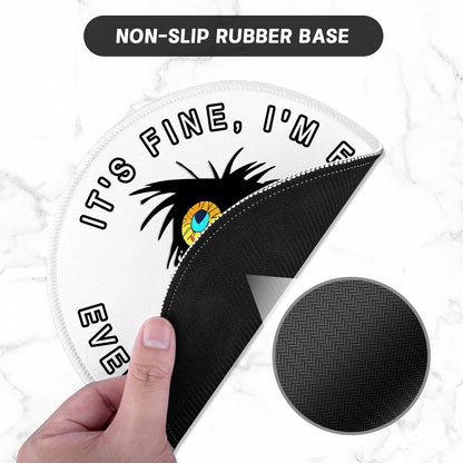 ITNRSIIET Round Mouse Pad with Stitched Edge Premium-Textured Waterproof Non-Slip Rubber Base Desktop Protection Mat Diameter 8.7 inches, Funny Black Cat
