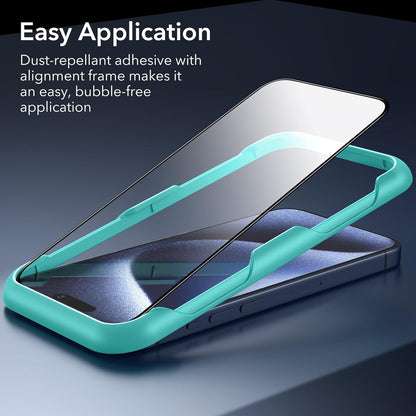 ESR 3 Pack for iPhone 15 Pro Screen Protector, [9H Hardness] [Military Grade Shatterproof] Full Coverage Tempered Glass Film with Easy Installation Tool