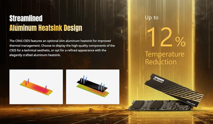 KLEVV CRAS C925 1TB M.2 2280 NVMe PCIe Gen4x4 Internal Gaming SSD with Aluminium Heatsink, Compatible with PS5, up to 7400MB/s (K01TBM2SP0-C9T)