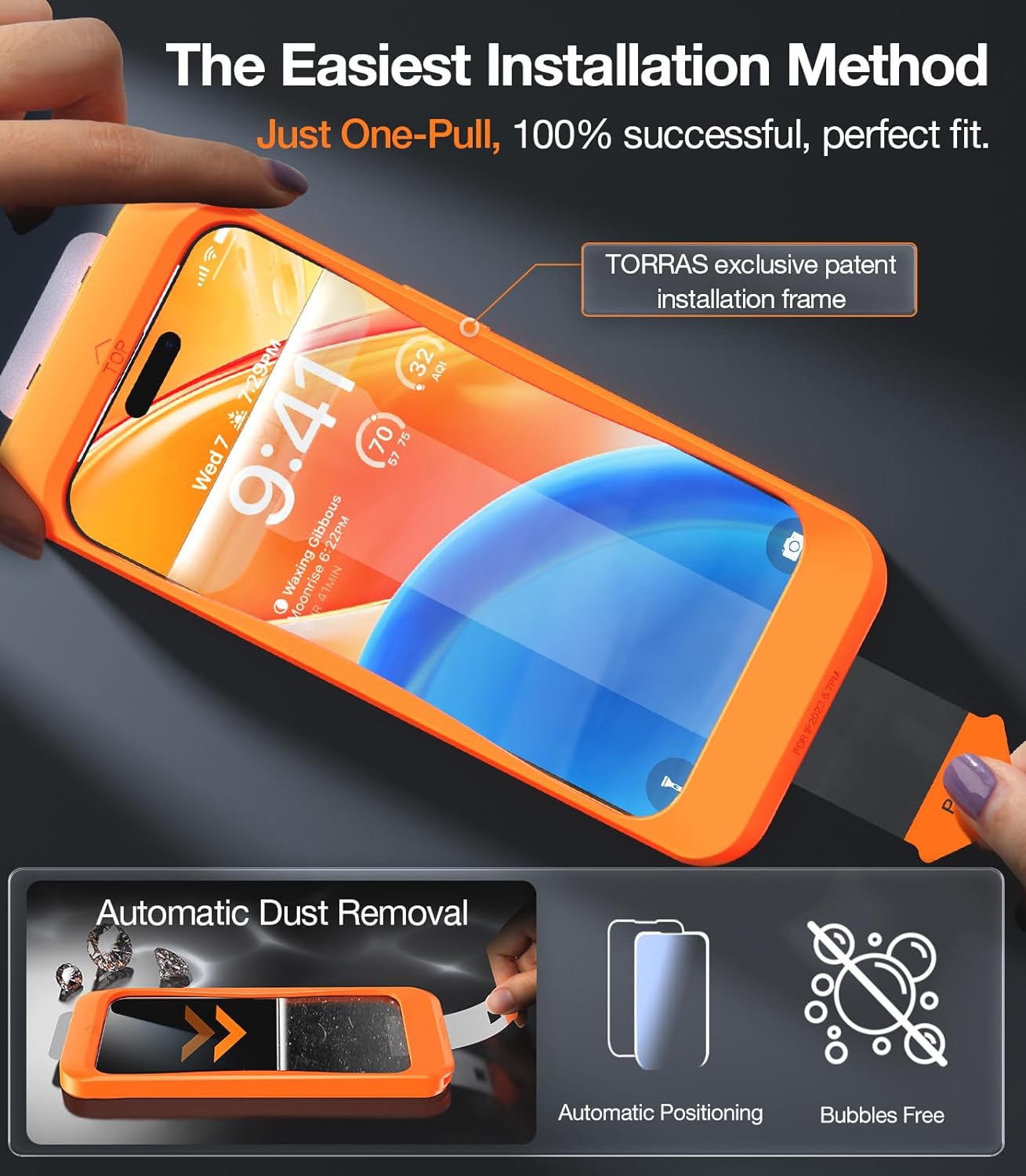 TORRAS Top-Notch Military-Grade Shatterproof for iPhone 15 Screen Protector [Most durable 9H+ Glass,Unbreakable from 12-foot Drop] for iPhone 14Pro&iPhone 15, Diamond Shield 2 Packs