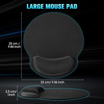 Yunsailing 8 Pack Ergonomic Mouse Pad with Wrist Rest Support Gel Memory Foam Mouse Pad Comfortable Computer Mouse Pad for Laptop Pain Relief Mousepad for Laptop, Computer, Gaming (Solid Black Style)