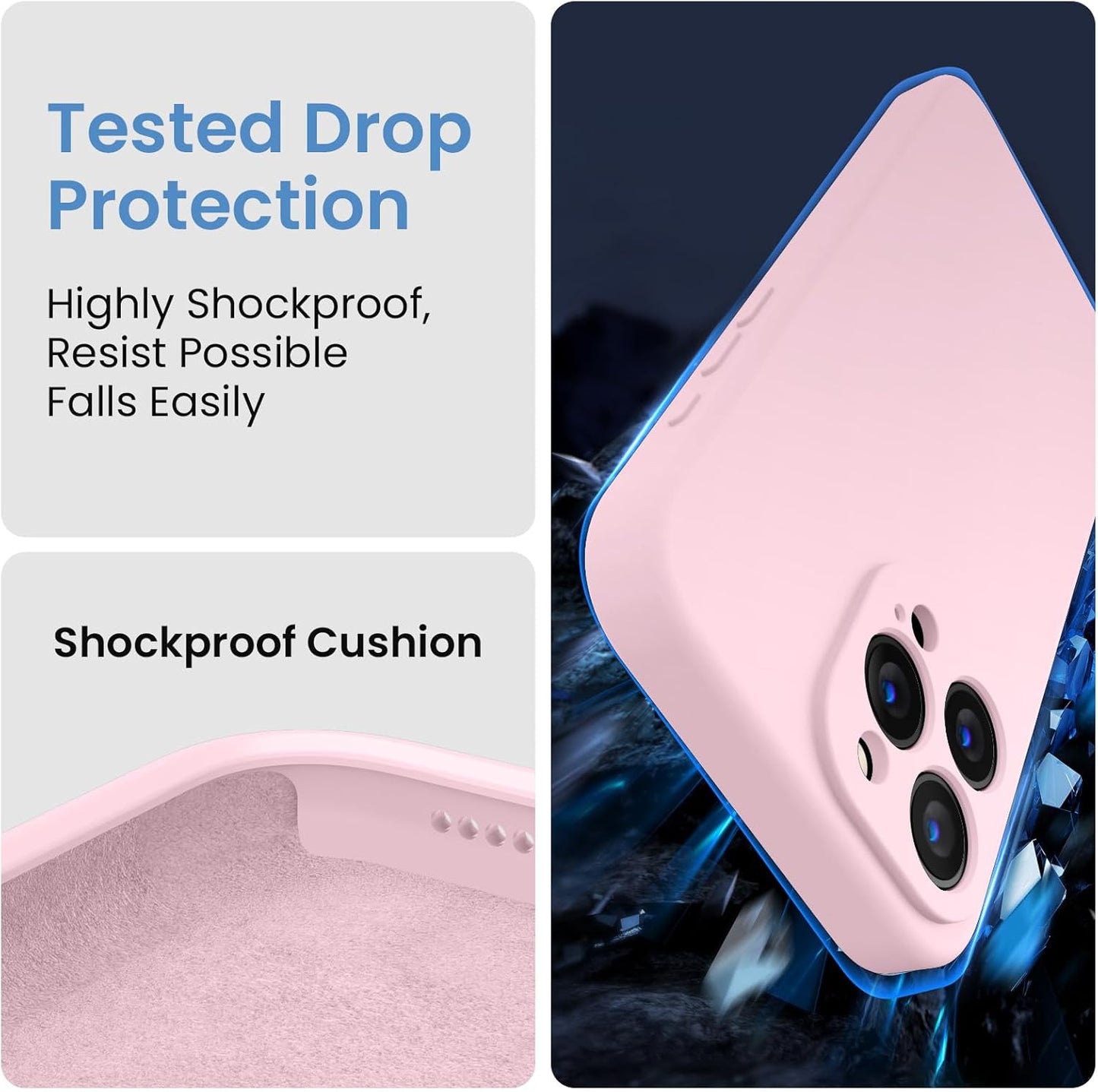 FireNova Designed for iPhone 15 Pro Max Case, Silicone Upgraded [Camera Protection] Phone Case with [2 Screen Protectors], Soft Anti-Scratch Microfiber Lining Inside, 6.7 inch, Chalk Pink