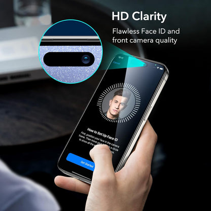 ESR 3+2 Pack for iPhone 15 Pro Max Screen Protector, [9H Hardness] [Military Grade Shatterproof] Full Coverage Ultra-tough Tempered Glass Film, Easy Installation Frame, 2 Set of Camera Lens Protector