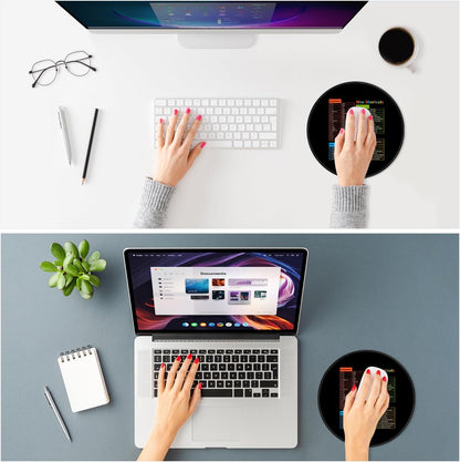 ITNRSIIET Mouse Pad Non-Slip Rubber Base Smooth Surface Stitched Edges Waterproof Durable Compatible with All Mice for Office & Gaming, Desk Accessory, Diameter 8.7 inch, MacShortcuts