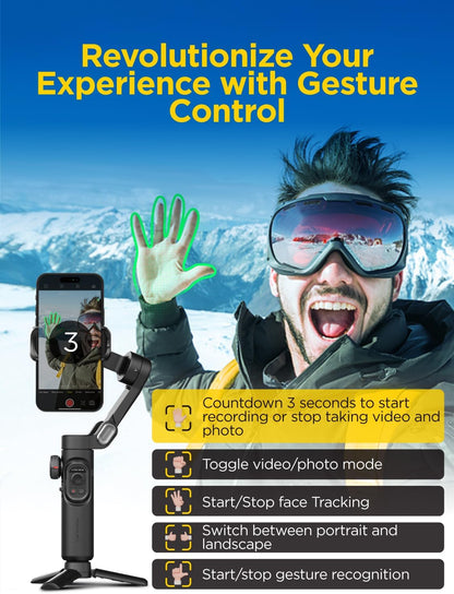 Gimbal Stabilizer for Smartphone, iPhone Gimbal w/Focus Wheel Face/Object Tracking for iPhone 16 15 Pro Max/Android Foldable 3-Axis Handheld Phone Stabilizer for Video Recording -Smart XE