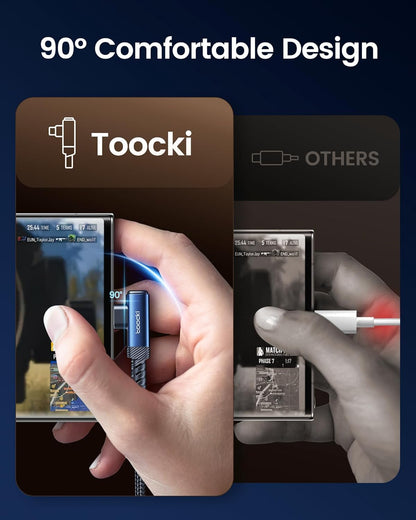 USB C Cable Right Angle, 2-Pack 6.6ft USB A to USB C Charger Cable 90 Degree Braided Fast Charging Carpaly Cord for Samsung Galaxy S23/ S22+/S21+/Note 10, LG V30, Switch