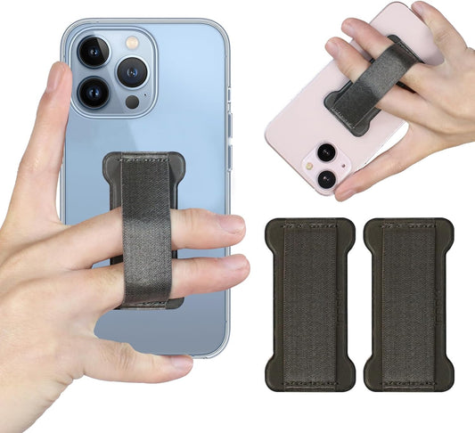 Phone Grip Holder for Hand, Universal Finger Strap Phone Holder, Finger Selfie Grip Compatible with Most Smartphones (Gary) - 2Pack