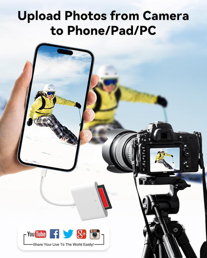 SD Card Reader USB C for iPhone 15/Android Phone/iPad/Mac/Laptop, Three Card Slot Micro SD Card Reader Supports SD Micro SD CF Card, Digital Camera Viewer Memory Card Reader Plug and Play