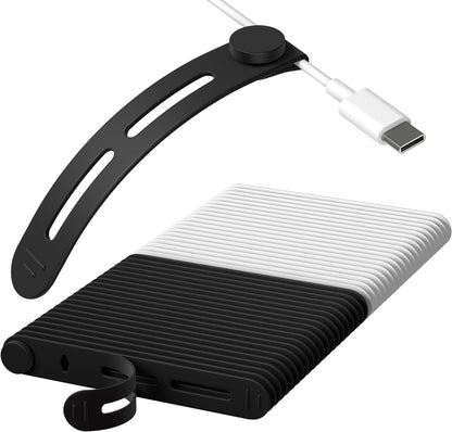 40Pcs Nearockle Reusable Cable Ties, Adjustable Silicone Cord Organizer Small Zip Ties for Charging Cords Earphone Computer Wire, Office Desk Cable Management Travel Accessories(White&Black)