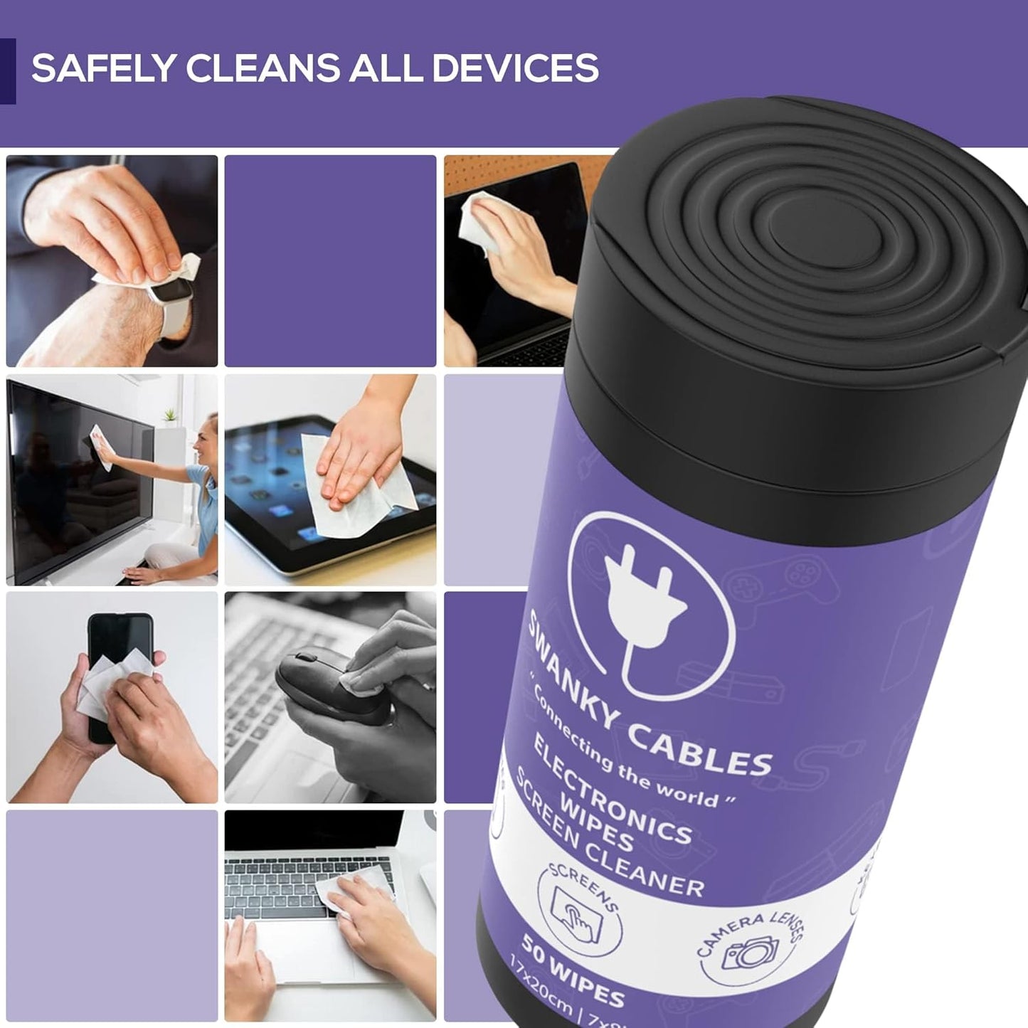 Screen Cleaner Wipes: Electronic Wipes for Screens - Computer Screen Wipes for Lens, Phone, TV Screen and Monitor Cleaning - Tech Wipes & Microfiber Cloth (Canister, 600 Count)