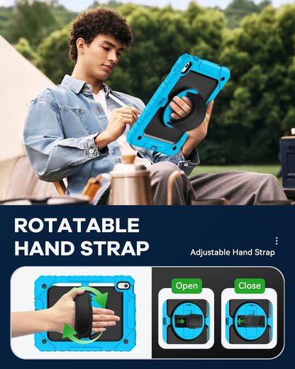 Cantis Case for iPad (A16) 11th Generation 11 inch 2025, iPad 10th Generation 10.9 inch 2022 with Screen Protector/ 360 Degree Rotating Stand/Shoulder Strap/Pencil Holder, Blue