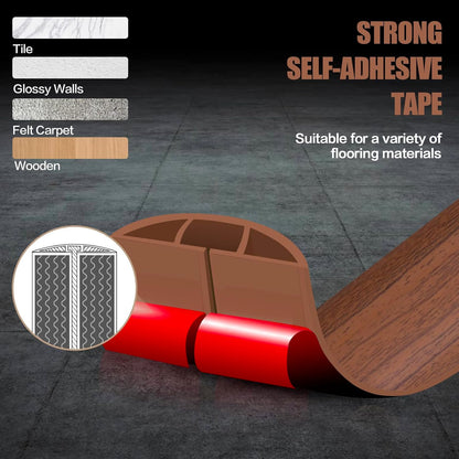 Floor Cord Cover Self Adhesive Cord Hider,3.3FT Cable Management, Extension Strip Protector for Wires, Prevent Cable Trips for Offices, Gyms, Exhibitions Cavity:0.39"(W) x0.27(H) Wood Red Teak