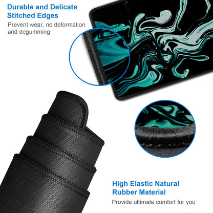 Large Mouse Pad, 31.5x15.7 inch Large Extended Computer Keyboard Mouse Mat, Water Resist Non-Slip Mousepad Rubber Base Long XXL Desk Mouse Pad for Gaming, Office & Home, Marble Cyan