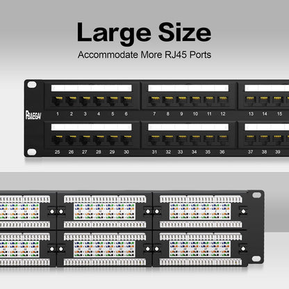 Patch Panel 48 Port Cat6【EC Listed】 2U Network Patch Panel Rackmount Punch Down19 inch RJ45 for 10 Gigabit Network,110 or Krone Impact Tools Compatible Without Cable Management(Cat6)