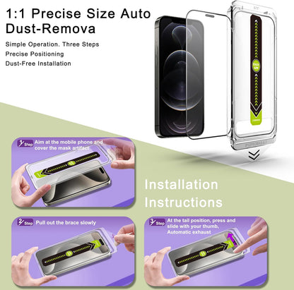 (2-Pack Ultra HD Clear Screen Protector for iPhone 12 Pro Max (6.7-Inch),9H Tempered Glass,Full Coverage,Anti-Fingerprint,Auto Dust Removal,Bubble-Free,Easy Installation