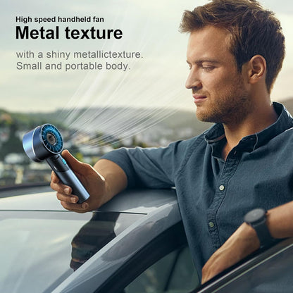 Handheld Fan, Mini Small Portable Turbo Fan, Rechargeable with 4 High Speeds Personal Fans, Max 16H Runtime, For Travel, Office, Outdoor - Grey