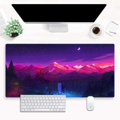 Purple Mouse Pad Pink Desk Mat Gaming Mousepad XXL Computer Pad 31.5 x 15.7 Inch Full Desk Mouse and Keyboard Pad Anime Game Mouse Mat with Stitched Edge Anti-Slip Washable for Office and Home