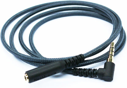 150cm(4.5ft) Right Angle 4 Pole 3.5mm 1/8 inch Male to 4 Pole 3.5mm 1/8 inch Female Stereo Audio Headphone Earphone Extension Cable Adapter Cord Tangle-Free Braided Wire